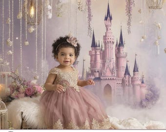 Sesión de fotos en el Castillo de la Princesa / 4 Cuentos de Hadas Pastel, Set de Retratos Reales, Cumpleaños con Tiara, Arte del Reino Mágico