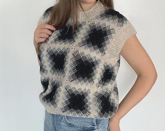 Gradient Square Slipover Crochet Pattern PDF, Pixel Fade Crochet Vest Tutorial, Modern Crochet Top Digital Download