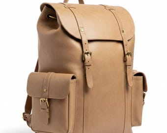 Mochila de piel de vacuno: mochila de viaje vintage, con capacidad para portátil de 15 pulgadas