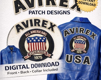 Avirex Patch Designs PDF Template, Vintage USA Logo, DIY Jacket Patches (Digital Download)