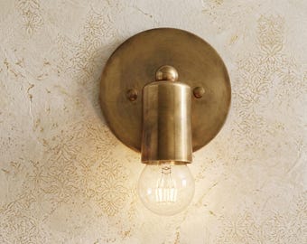 Handcrafted Brass Cylinder Wall Sconce – Industrial Gold Modern Light Fixture