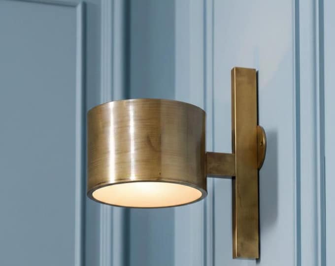 Handcrafted Brass Cylinder Wall Light - Contemporary Gold Sconce - Luxury Interior Lighting - Professional Wall Mounted Lamp