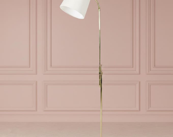 Modern Brass Floor Lamp – Minimalist Accent Light, Ambient Dome Shade