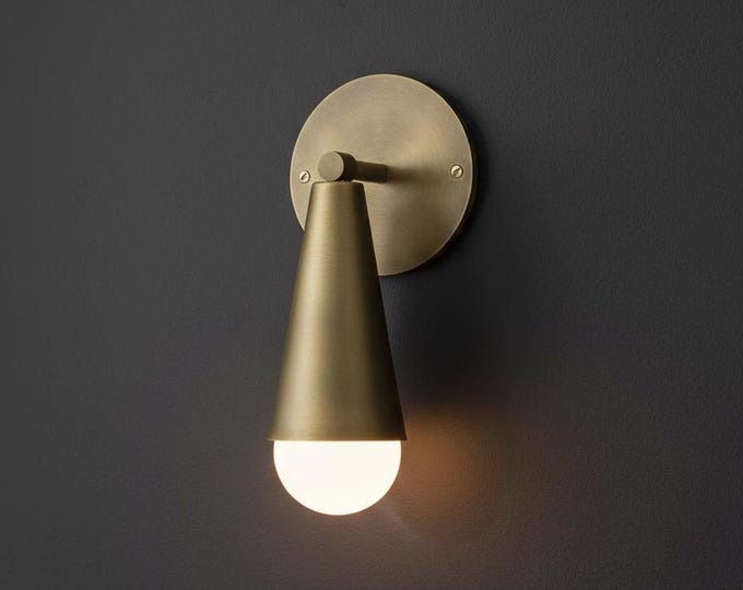 Minimalist Brass Wall Light Industrial Gold Cylinder Sconce Modern Indoor Lighting - Hand-Finished Brass Fixture Minimalist Home Decor