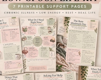 Low-Spoon Planner | Chronic Illness Journal | Self-Care Planner | Digital Download | Printable