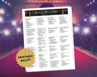 2026 Oscars Ballot | 98th Academy Awards | Instant Printable Download