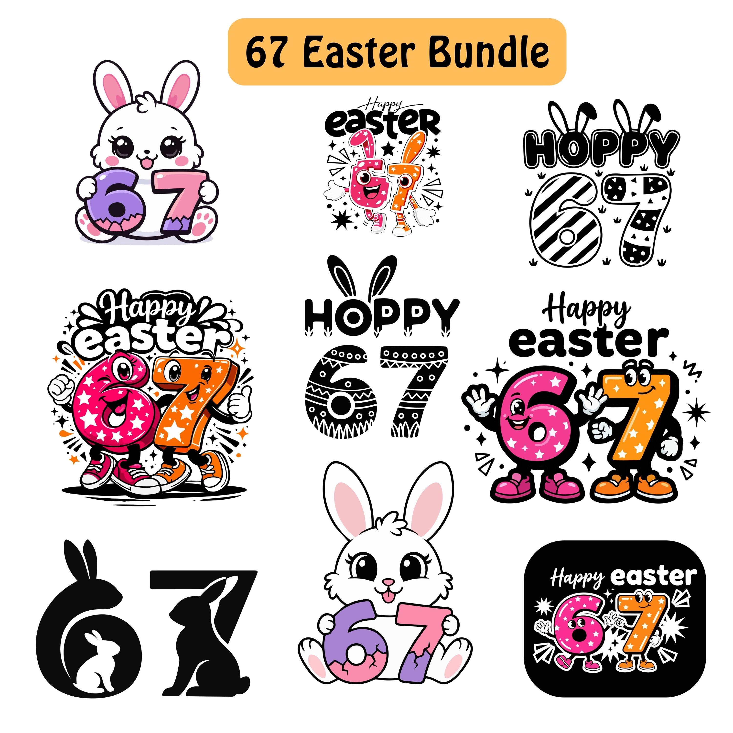 Six Seven Easter Bunny 67 Svg Bundle, Gen Z Humor 6 7 Happy Easter Day ...