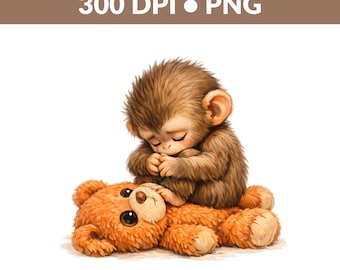 Punch Baby Monkey PNG, Emotional Plush Toy Monkey Design, Lonely Baby Monkey, Viral Baby Monkey Inspired Png (Instant Download)