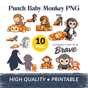Punch bébé singe PNG, peluche émotionnelle singe conception, bébé singe solitaire, cher Punch viral bébé singe inspiré Png (téléchargement instantané)
