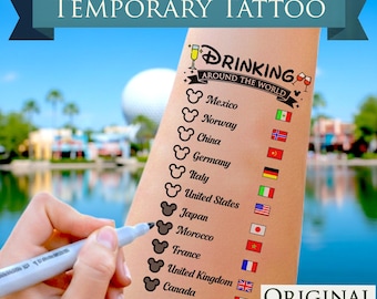 Drinking Around the World Tattoo - EPCOT World Showcase Checklist Passport