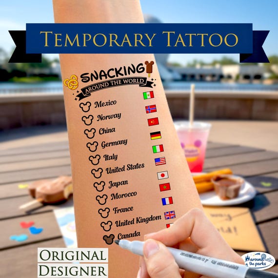 Snacking Around the World Tattoo - EPCOT World Showcase Checklist Passport