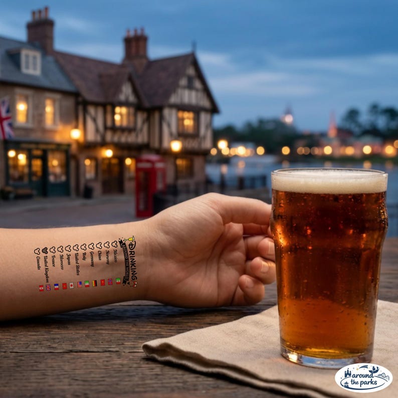 Drinking Around the World Tattoo - EPCOT World Showcase Checklist Passport afbeelding 5