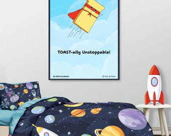 Zestaw plakatów Toast Pals, motywujące grafiki do pokoju dziecięcego (wydruki cyfrowe)