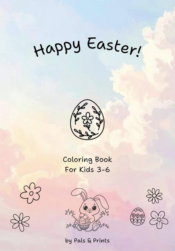 Easter Coloring Book for Kids, Bunny & Egg Pages (Digital Download PDF)