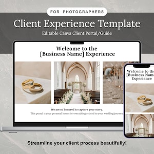 Interactive Client Experience Portal for Wedding Photographers | Canva Website Template | Luxury Photography Onboarding Kit