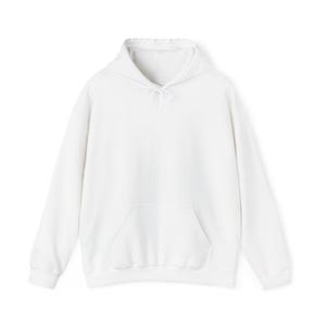 May include: A white hoodie with a drawstring hood and a kangaroo pocket. The long-sleeved sweatshirt is made of a soft material and is suitable for casual wear. The hoodie is a versatile piece of apparel.
