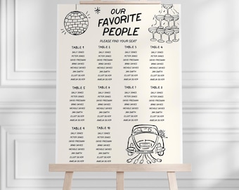 Handwritten Wedding Seating Chart Template, Modern Find Your Seat Sign (Digital Download 18x24 Inches)
