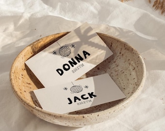 Disco Ball Wedding Place Card Template, Retro Editable Name Sign (Digital Download 2x3.5in Folded)