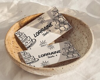 Whimsical Wedding Place Card Template, Retro Editable Name Sign (Digital Download 2x3.5in Folded)