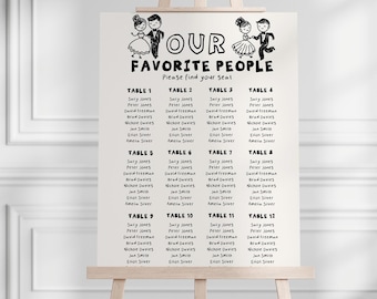 Handwritten Wedding Seating Chart Template, Modern Find Your Seat Sign (Digital Download 18x24 Inches)