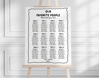 Handwritten Wedding Seating Chart Template, Minimalist Find Your Seat Sign (Digital Download 18x24 Inches)