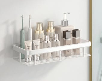 Mensola da parete in alluminio per il bagno – Organizzatore galleggiante senza foratura per shampoo, trucco e accessori doccia.
