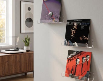 Set di mensole a parete in acrilico per dischi in vinile, espositore trasparente per LP, scaffale portaoggetti sospeso