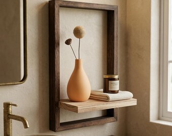 Mensola galleggiante in legno rustico, decorazione da parete in stile fattoria per cucina e bagno