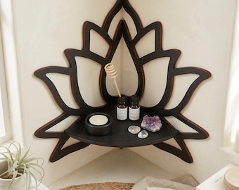 Mensola da parete in legno di loto per oli essenziali, porta aromaterapia, mensola decorativa galleggiante per meditazione zen