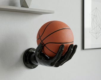 Supporto da parete per pallone da basket a forma di mano, espositore per pallone da calcio, decorazione da parete salvaspazio