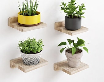 Set di 4 piccole mensole da parete galleggianti – Decorazione per mensole espositive in legno da 5 pollici