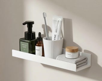 Mensola da bagno autoadesiva, organizer da doccia senza foratura, mensola galleggiante per shampoo montata a parete