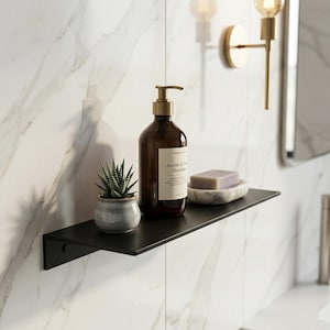 Black Aluminum Bathroom Shelf 30cm Floating Wall Shelf Shower Organizer Modern Kitchen Storage Rack