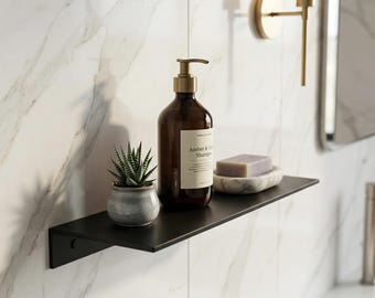 Mensola da bagno in alluminio nero da 30 cm, mensola a parete galleggiante, organizer per doccia, scaffale portaoggetti moderno per cucina
