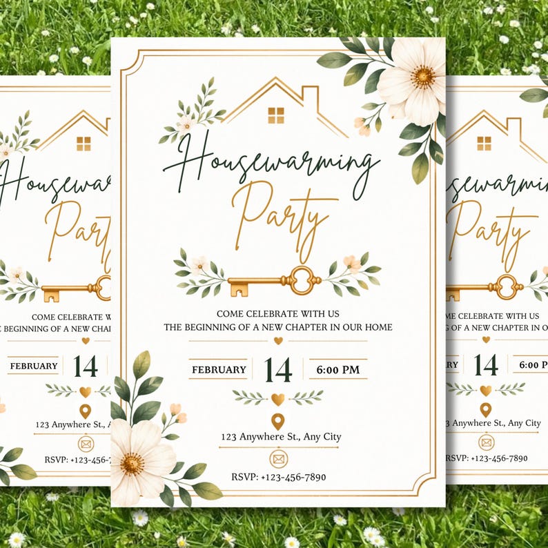 Editable Housewarming Invitation Template, Modern New Home Party Invite ...
