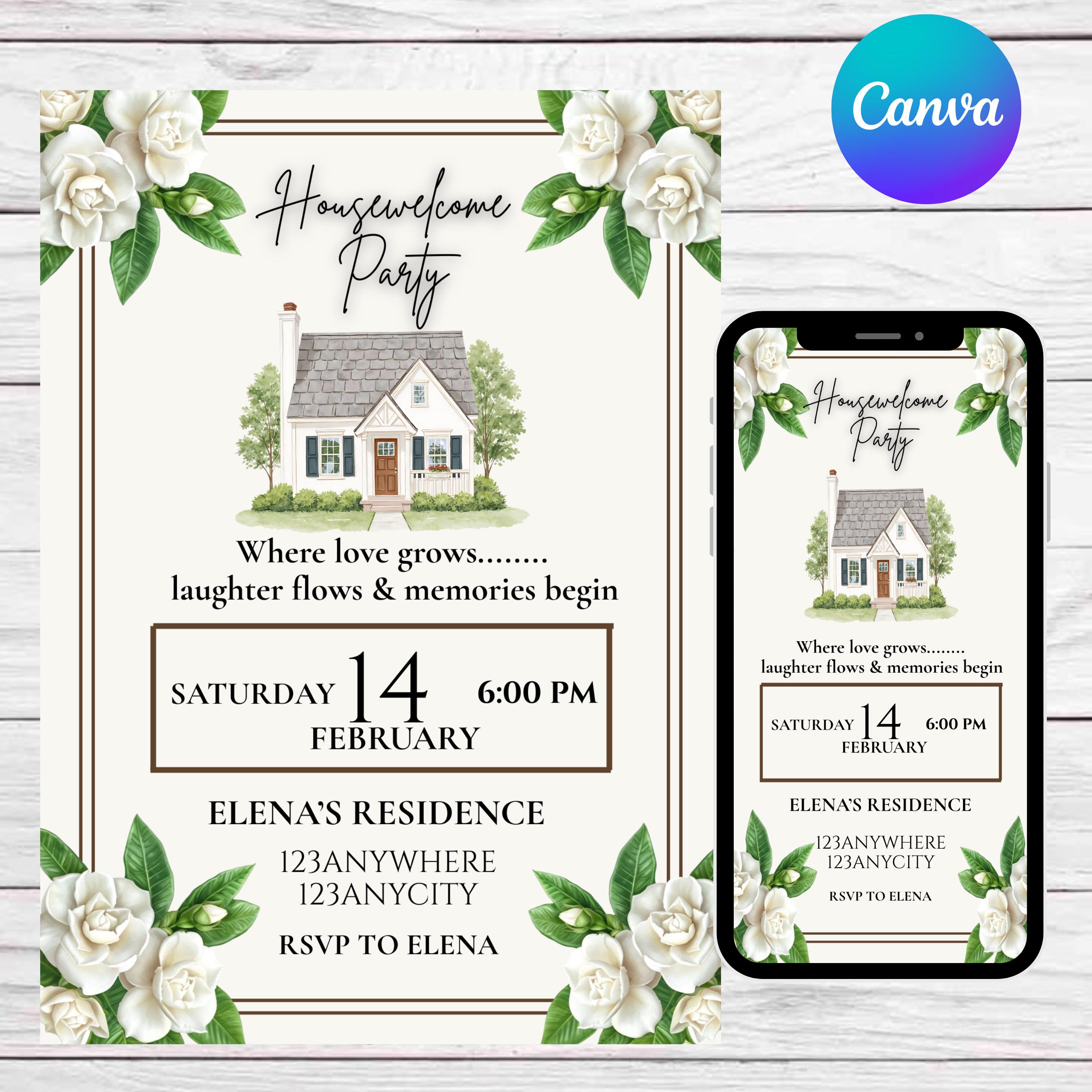 Editable Housewarming Invitation, Housewarming Party Invite, Modern ...