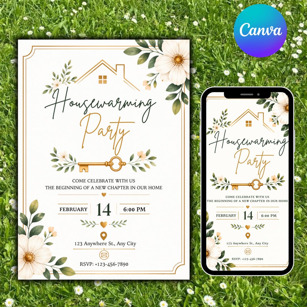 Editable Housewarming Invitation Template, Modern New Home Party Invite ...