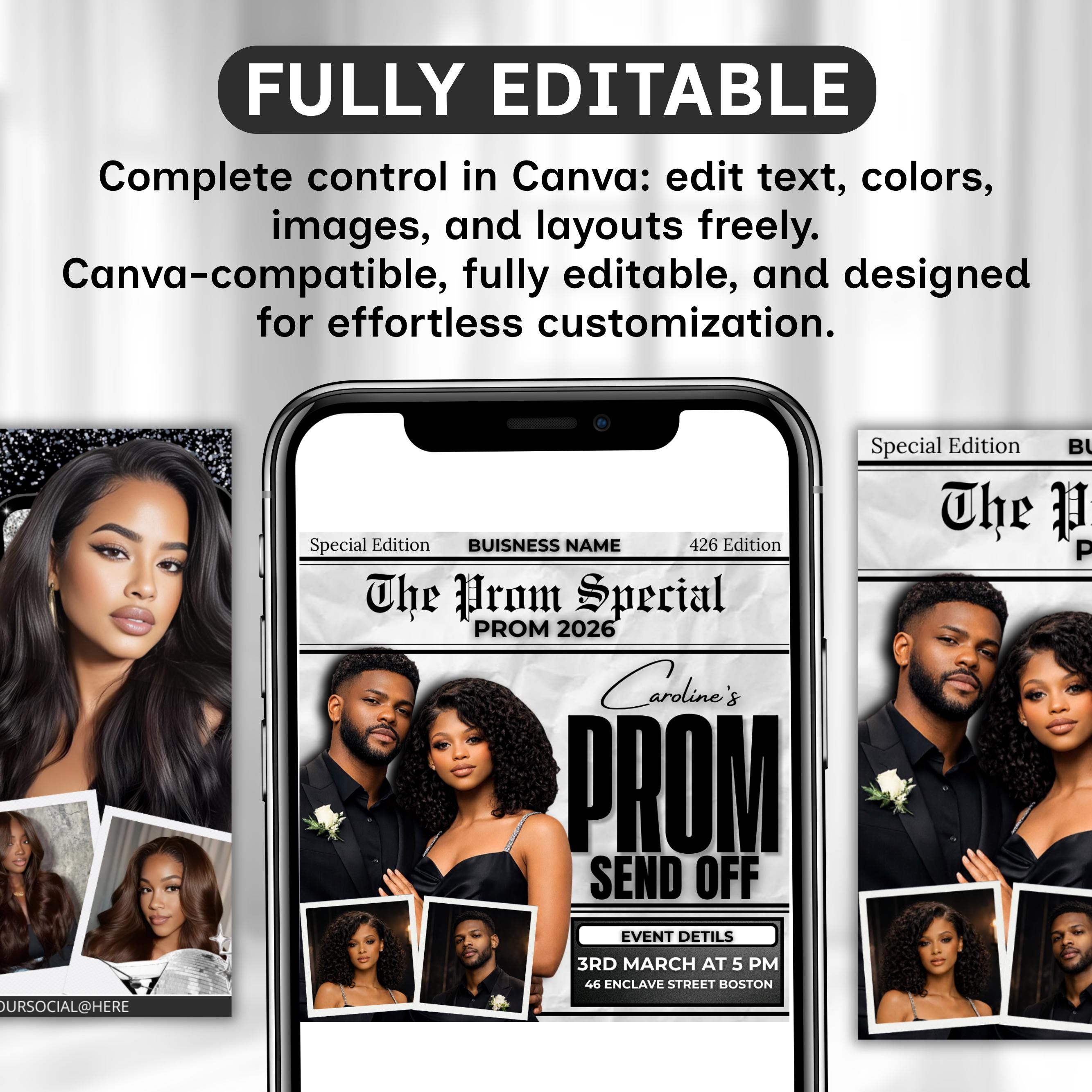 Newspaper Prom Send off Flyer, Editable Prom Poster Template, DIY Prom ...