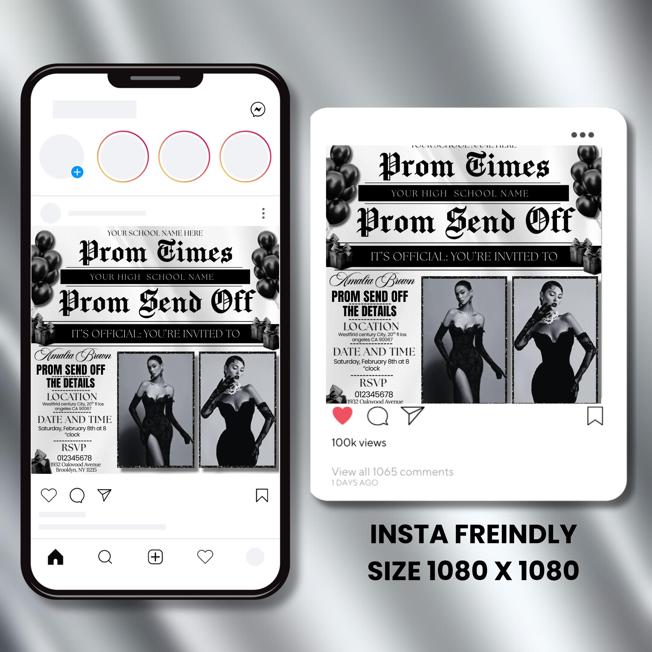 Prom Send off Flyer DIY Prom Party Invite, Editable Canva Template ...