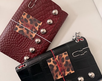 Grunge Leather Journal Refillable A5 Notebook Edgy Aesthetic Travel Journal Gift With Free Pen Holder