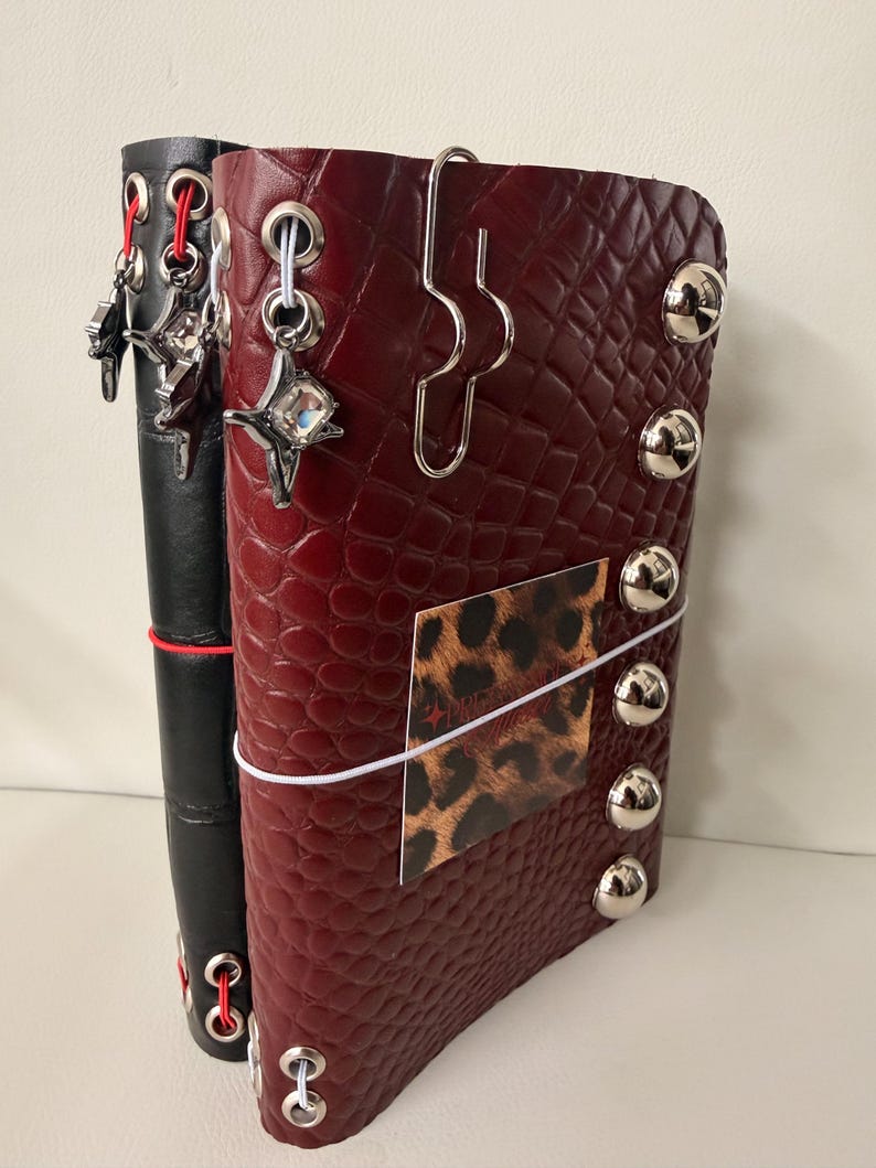 Grunge Leather Journal Refillable A5 Notebook Edgy Aesthetic Travel Journal Gift With Free Pen Holder image 2