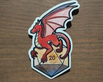 DnD Red Dragon d20 Sticker