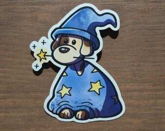 Wizard Puppy with Wand Sticker