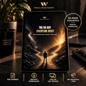 30-Day Discipline Reset Workbook | Habit Building, Self-Improvement (PDF Download)