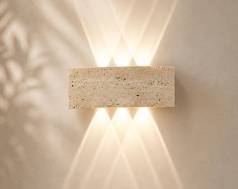 Wabi Sabi Wandleuchte - Japandi Stein LED Wandleuchte, Nachttischleuchte, Indoor Outdoor wasserdicht, Wohnkultur, Zen Leuchte, minimalistische Lampe