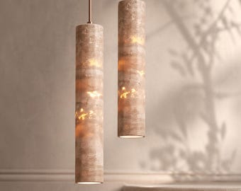 Lampadario a sospensione in marmo – Lampadario Wabi Sabi / Plafoniera Japandi, Lampadario per camera da letto e isola cucina