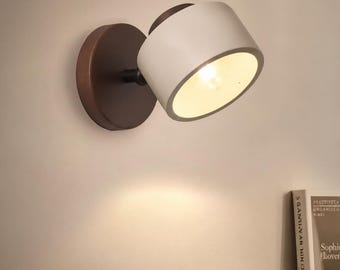 Wabi Sabi Wandlampe - Nachttischleuchte aus Stein & Holz, Drehbare Wandleuchte, Zen Wohnkultur, Schlafzimmerlampe, Minimalistische Japandi Beleuchtung