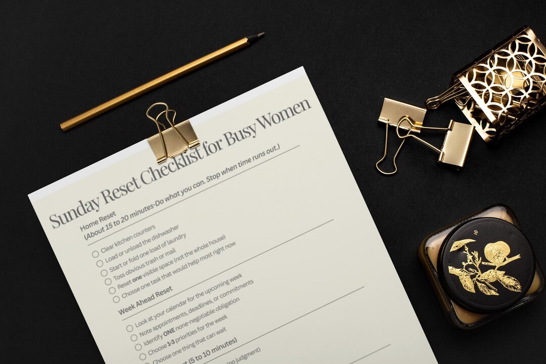 Sunday Reset Checklist for Busy Women – Gentle Weekly Printable ...