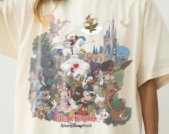 Camiseta retro del Reino Mágico de Disney World, camiseta con estampado del Castillo de Mickey y sus amigos, camiseta a juego para vacaciones familiares de Disney.