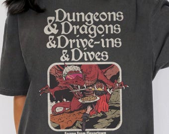 Vintage Dungeon Dragon Drive ins & Dives Graphic Tee, Gift For Women and Man Unisex T-Shirt